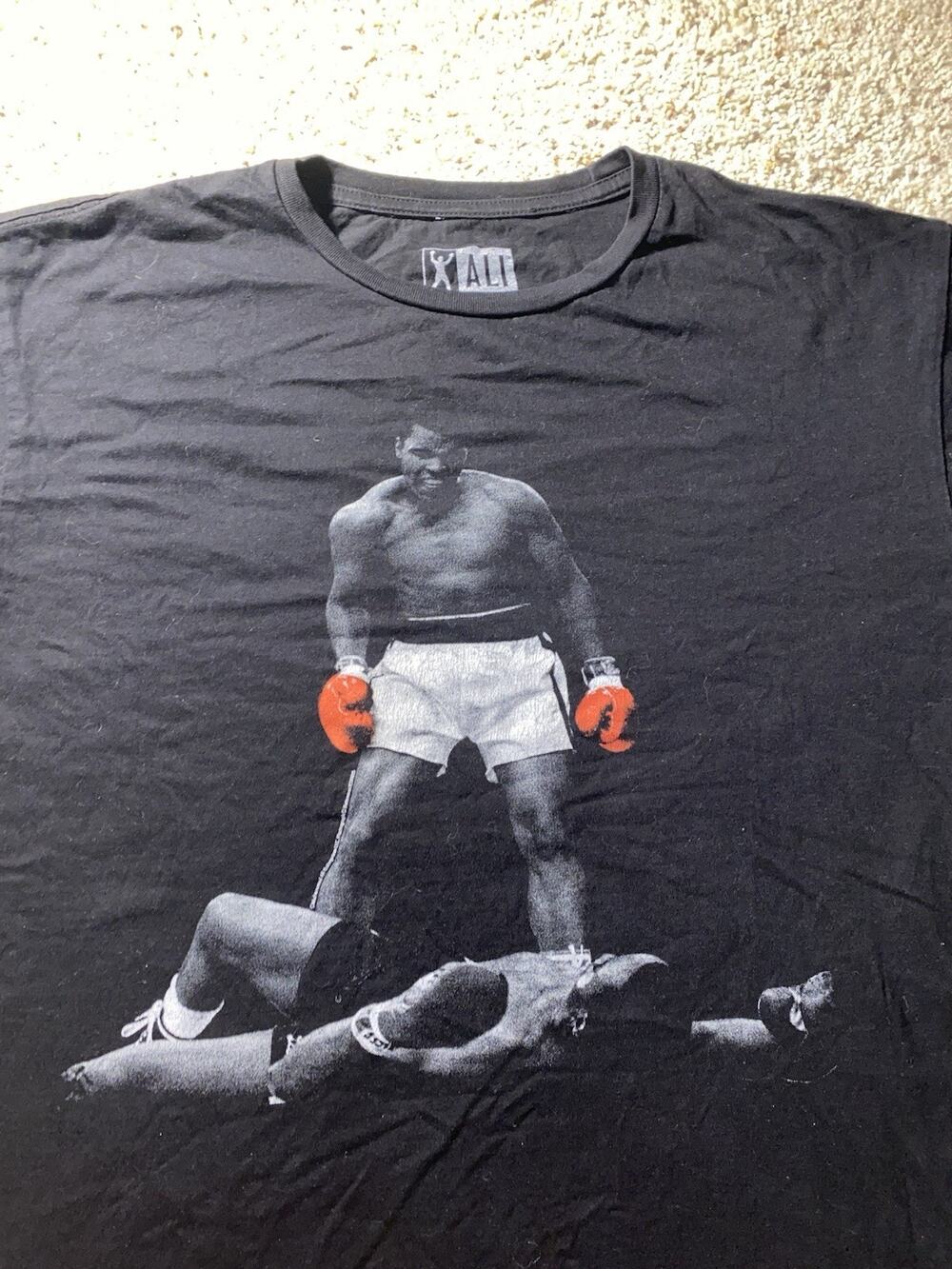 Vintage Ali Stand Over Liston Mens Large Black Throwback Tee Boxing Shirt